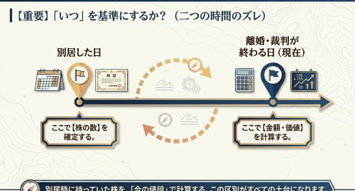 外国株式の財産分与における基準時と評価時