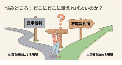 婚姻費用合意無効は民事裁判か家庭裁判所か